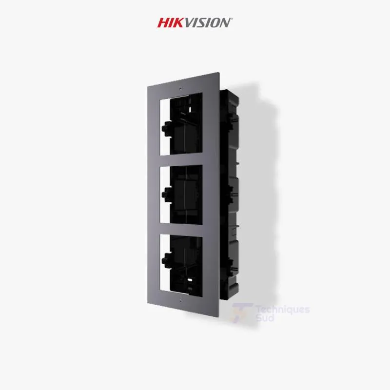 Hikvision DS-KD-ACF3/Plastic – Cadre d’Encastrement 3 Modules pour Vidéophone
