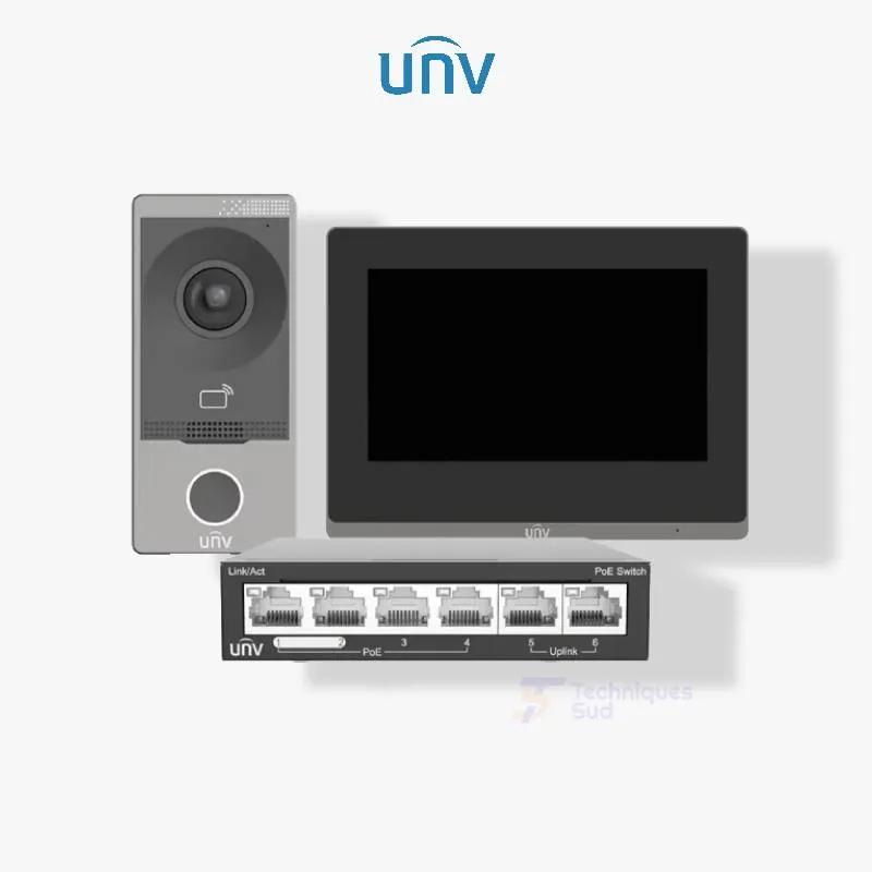 Uniview KIT/201S/372S/NSW2020 – Kit Vidéophone IP Wi-Fi avec Switch PoE