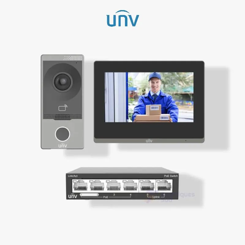 Uniview KIT/201S/372S/NSW2020-Z – Kit Vidéophone IP Wi-Fi avec Switch PoE