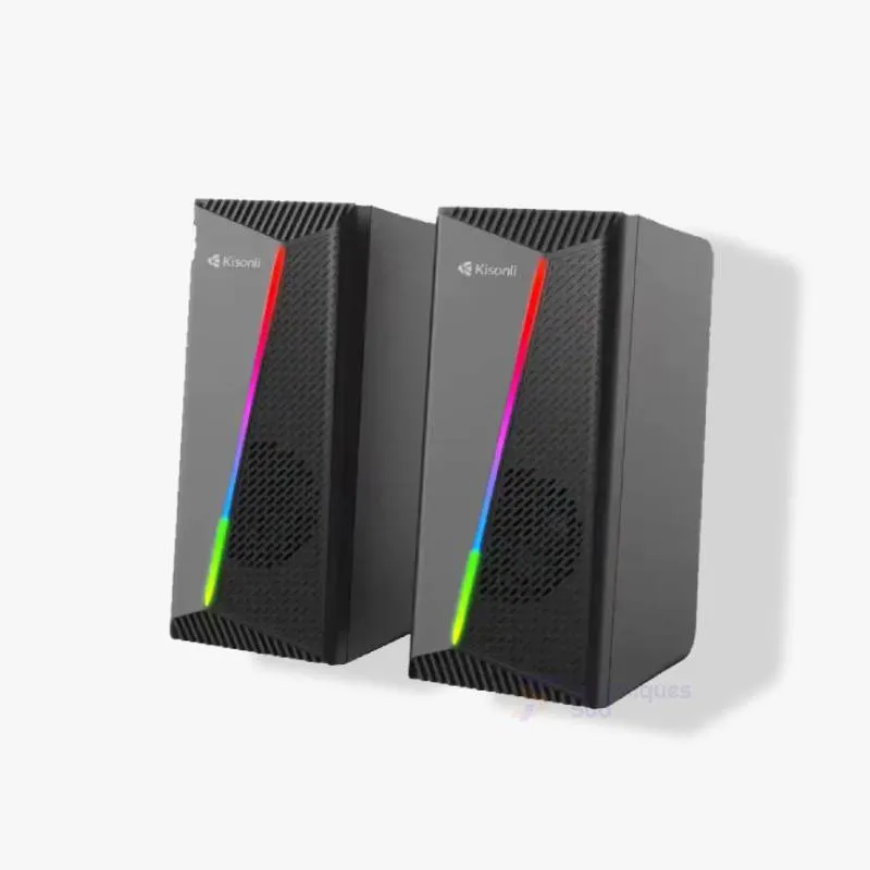 Kisonli X30 – Haut-Parleurs Filaire 2.0 Multimédia RGB 6W