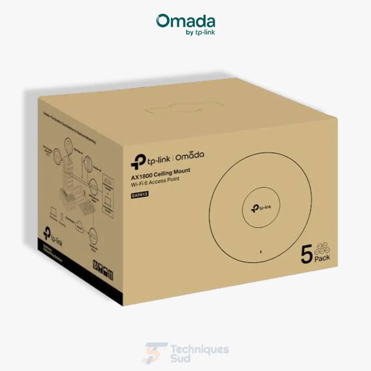 TP-Link Omada EAP613 (Pack de 5) – Points d'Accès Wi-Fi 6 AX1800 Plafonniers