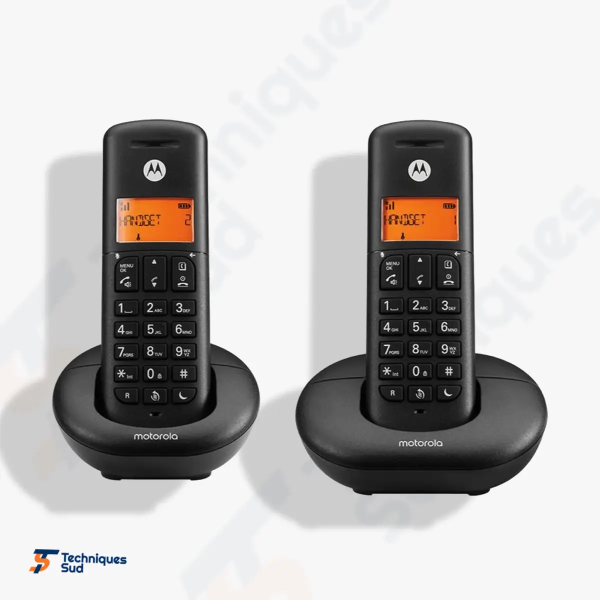 Motorola E202 Duo – Pack 2 Téléphones Fixes Sans Fil DECT avec Mains Libres